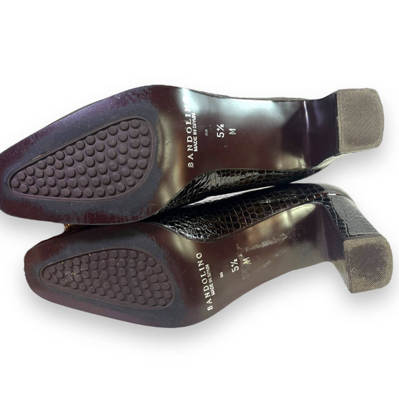 Bandolino Snake Embossed Dark Brown Pumps Heels | Sz 5.5 | Made in Spain - Picture 13 of 13
